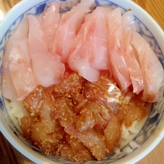 鯛の昆布〆で作る☆鯛の２色丼